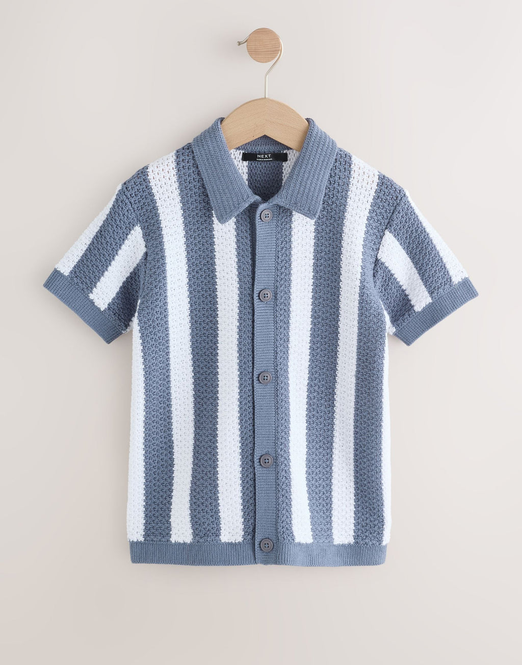 Blue Stripe Knitted Polo Shirt