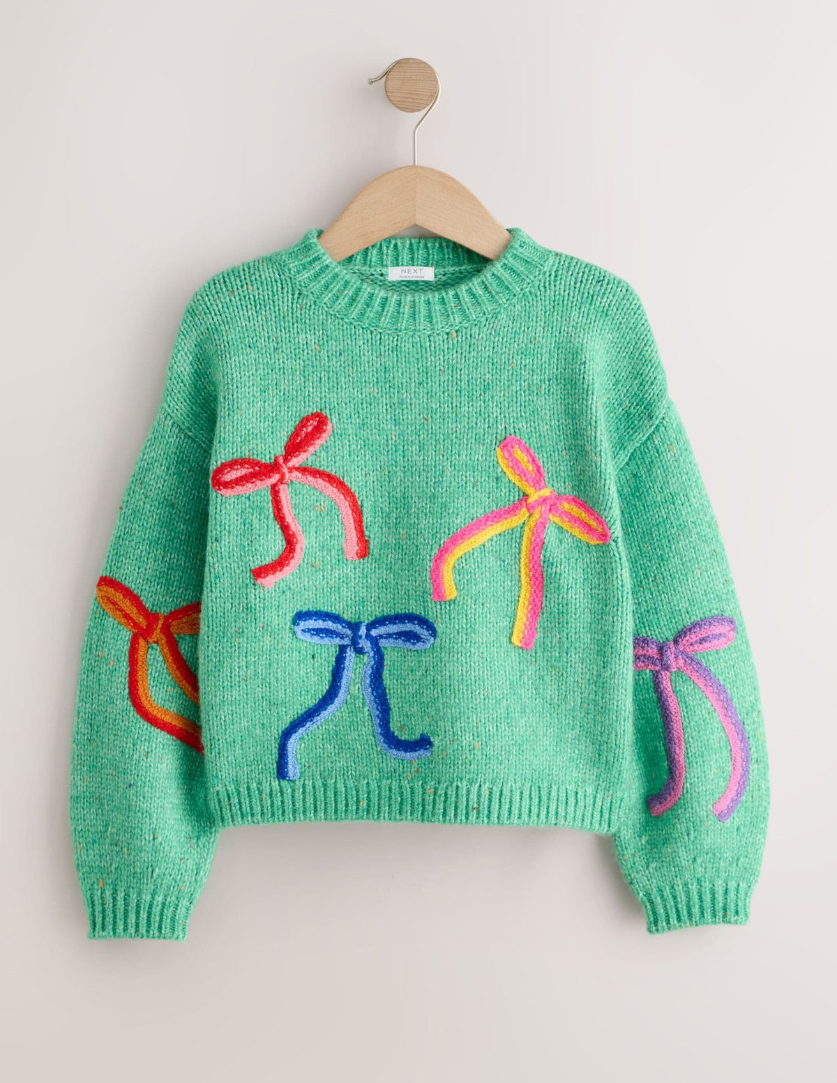 Green Bow Embroidered Christmas Jumper