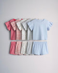 The Set 5 Pack Cotton Jersey Frill Sleeve T-Shirt and Shorts Pyjamas Set