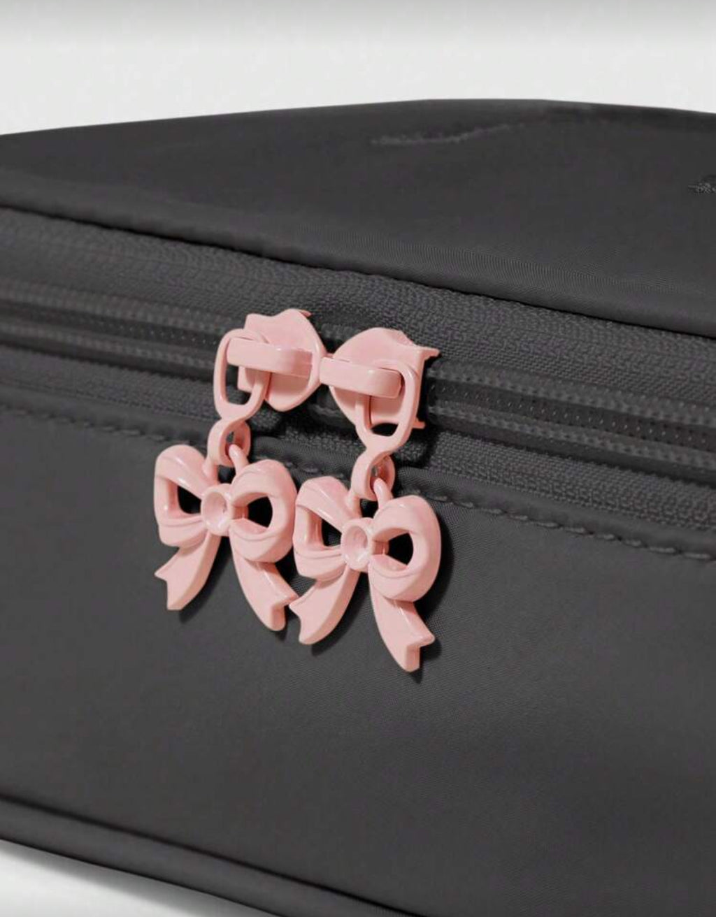 Pink Embroidered Bow Makeup Bag