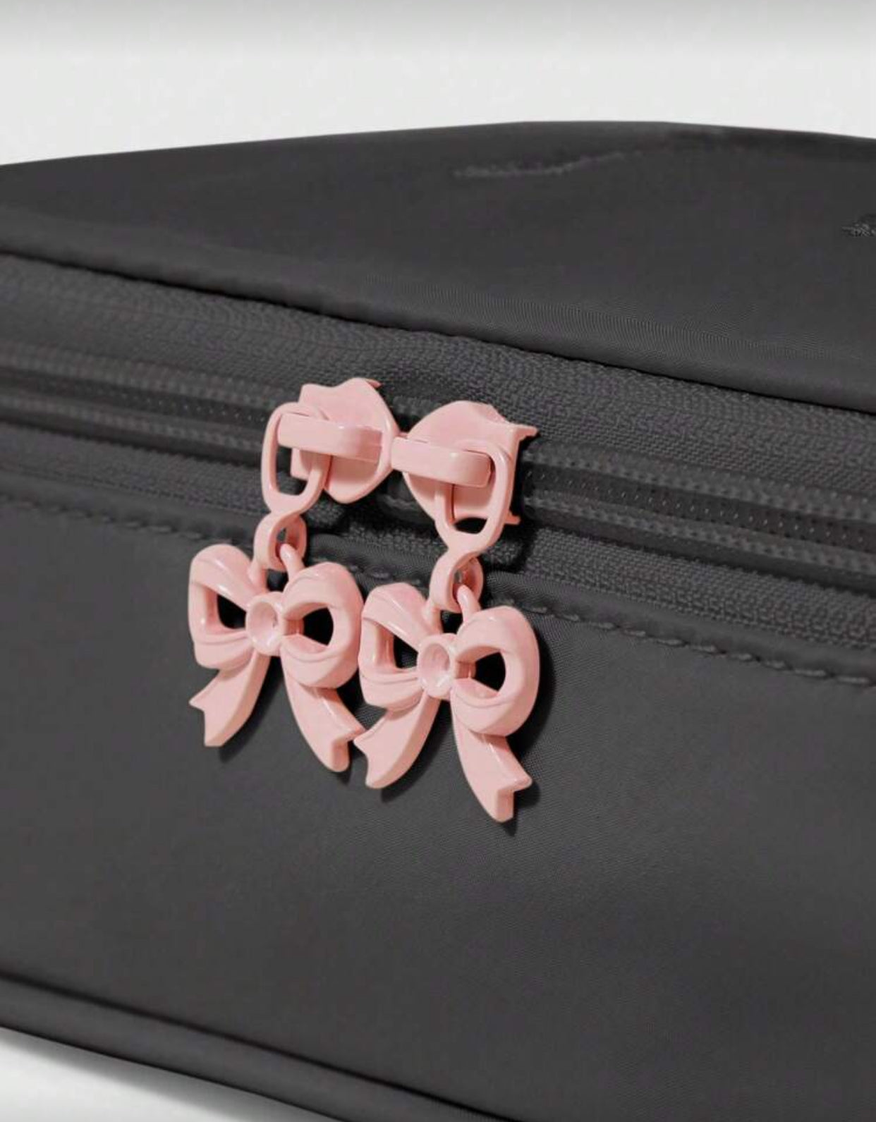 Pink Embroidered Bow Makeup Bag