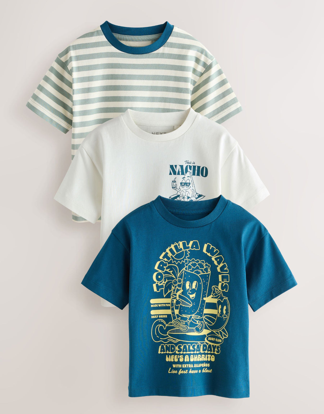 Blue Food Stripe Short Sleeve
Graphic T-Shirts 3 Pack