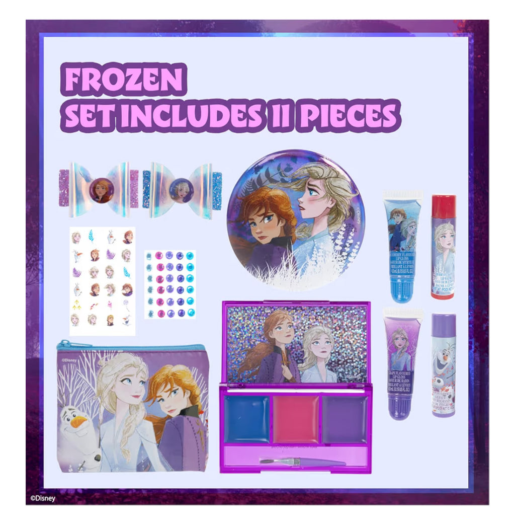 Disney Frozen 29 Pcs Beauty Kit For Girls with Clips, Press On Nail, Lip Gloss, Nail Stickers, Lip Balm, Nail File and Gems For Parties