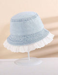 1pc 2-5 Years Old Toddler Ruffled Lace Decor Bucket Hat (immediate)