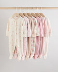 Pink 7 Pack Baby Sleepsuits