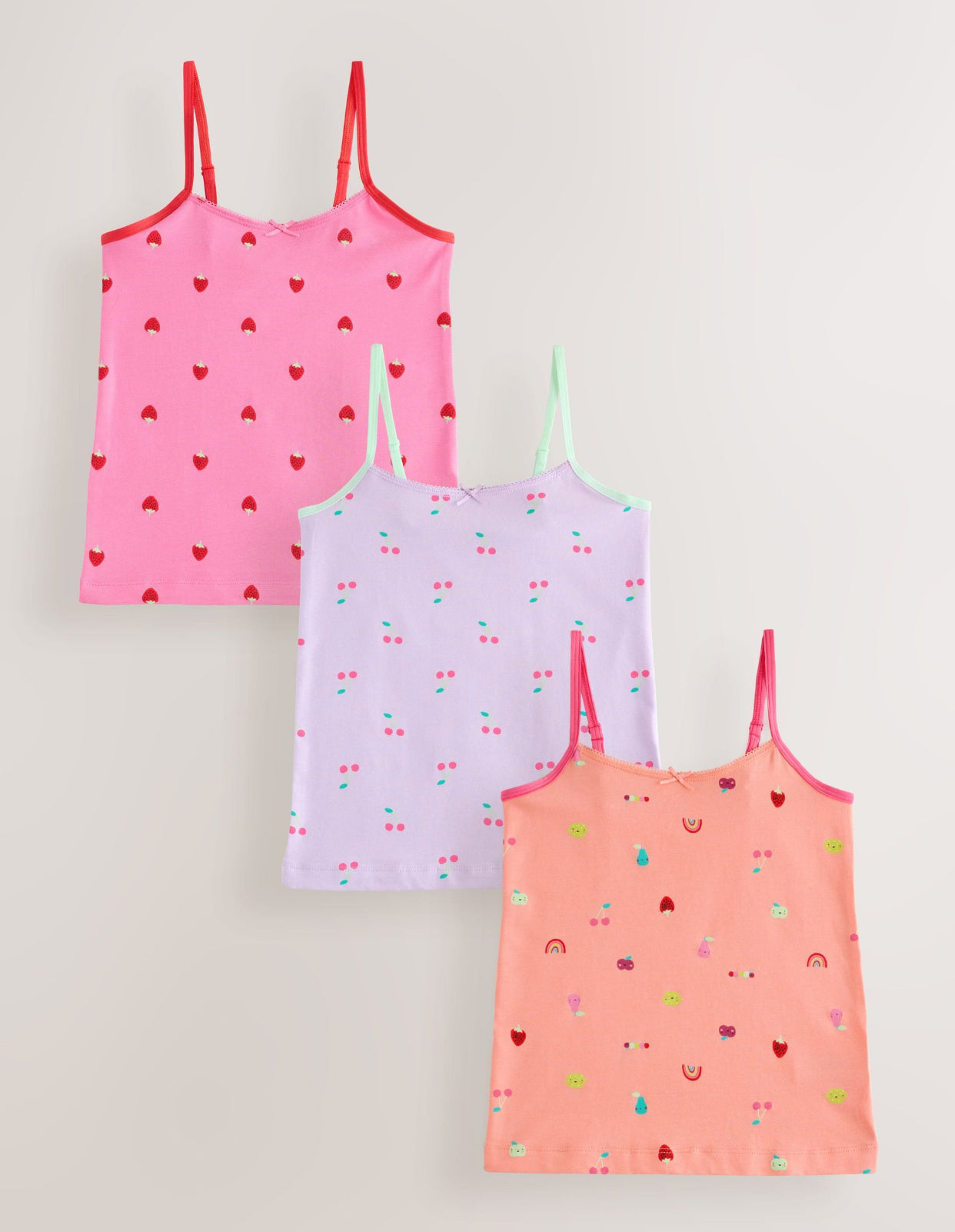 Pink Printed Fruit Cami Vests 3 Pack