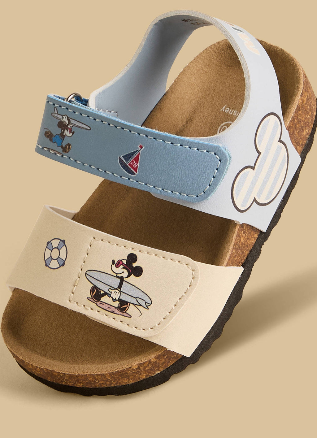 Mickey Mouse Print Sandals with Hook and Loop Closure