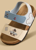 Mickey Mouse Print Sandals with Hook and Loop Closure