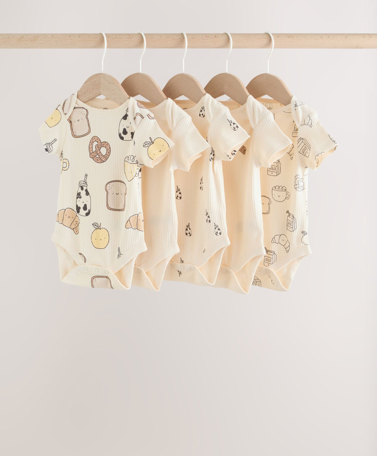 Neutral Short Sleeve Baby Bodysuits 5 Pack