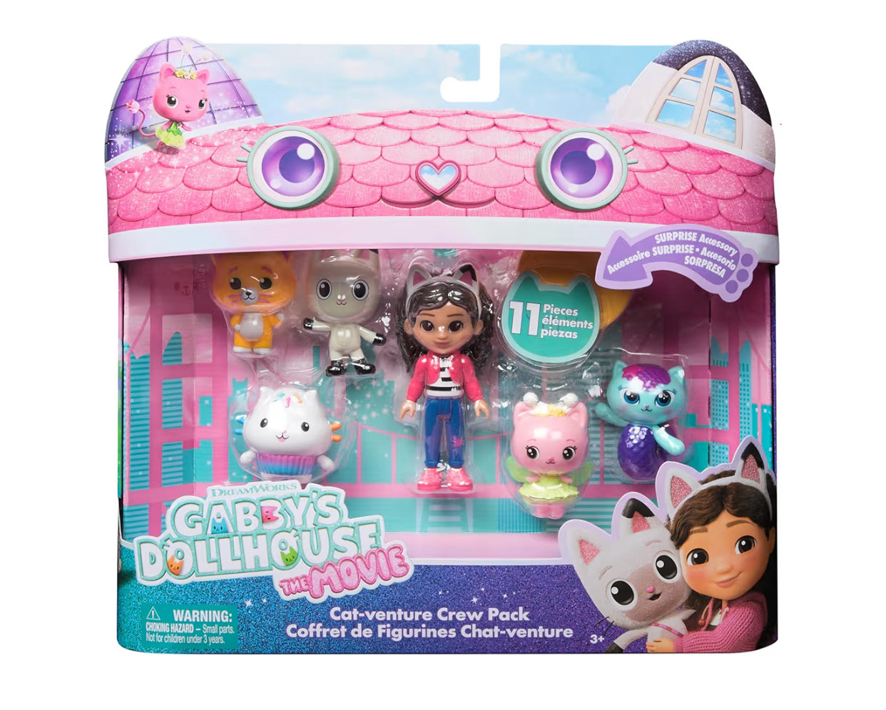 Gabby's Dollhouse: The Movie, Cat-venture Crew Pack, 11-Piece Toy Figure Set with Accessories