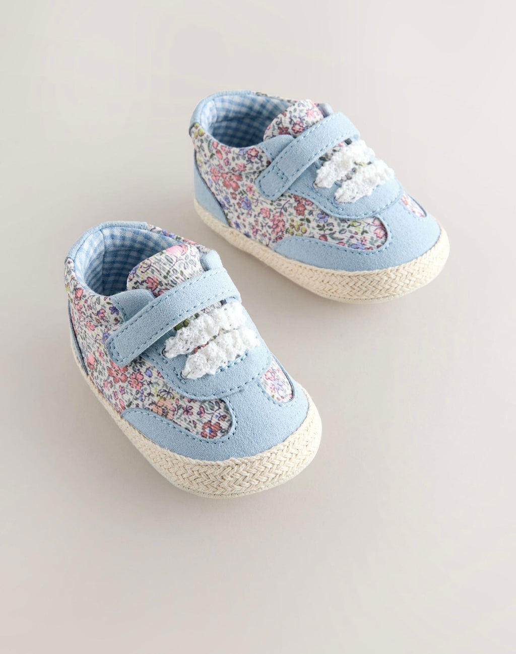 Blue Floral Baby Touch Fasten Trainers