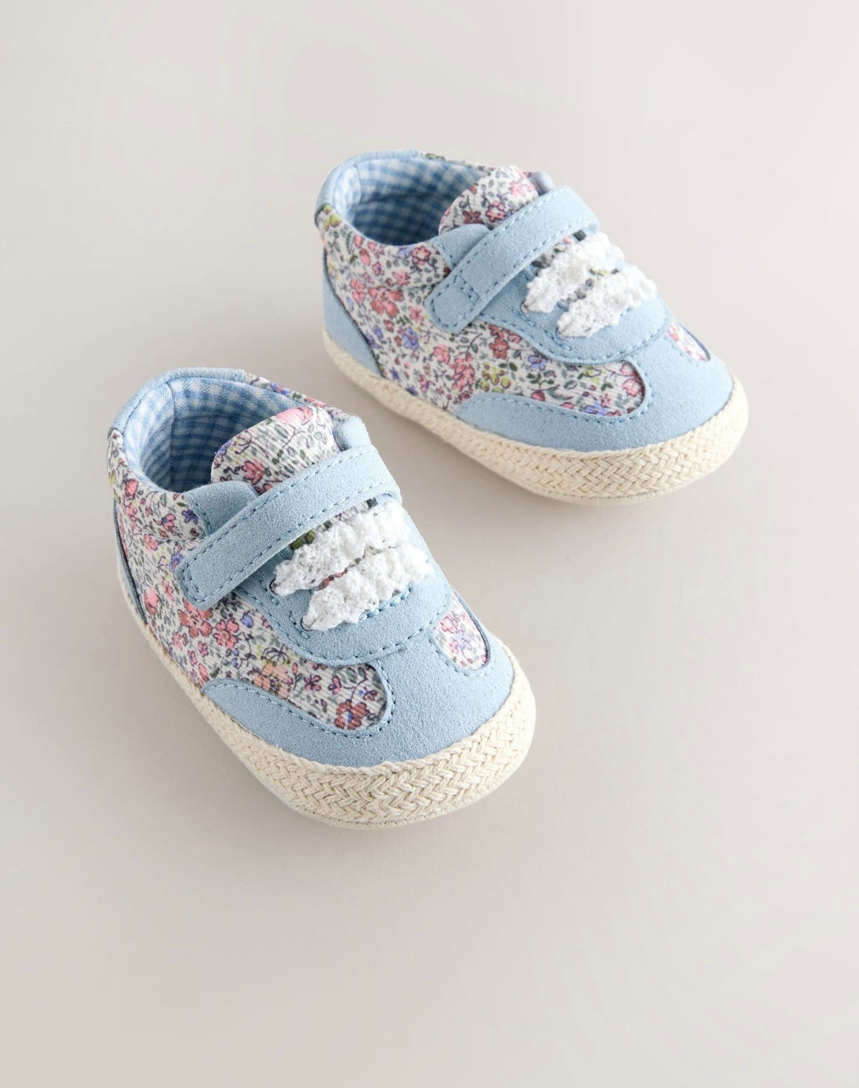 Blue Floral Baby Touch Fasten Trainers