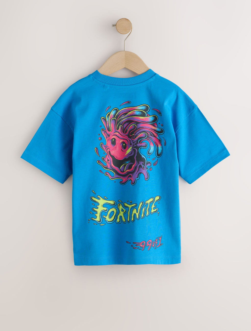 Blue Back Print Fortnite Print Short Sleeved T-Shirt