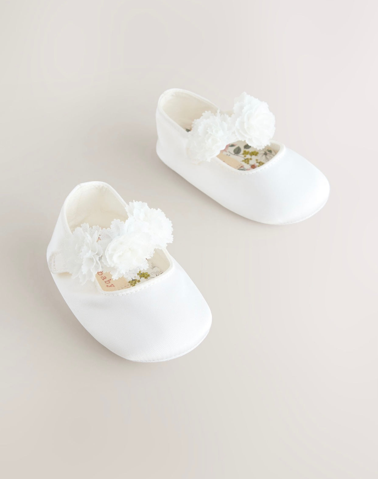 White Satin Baby Corsage Shoes