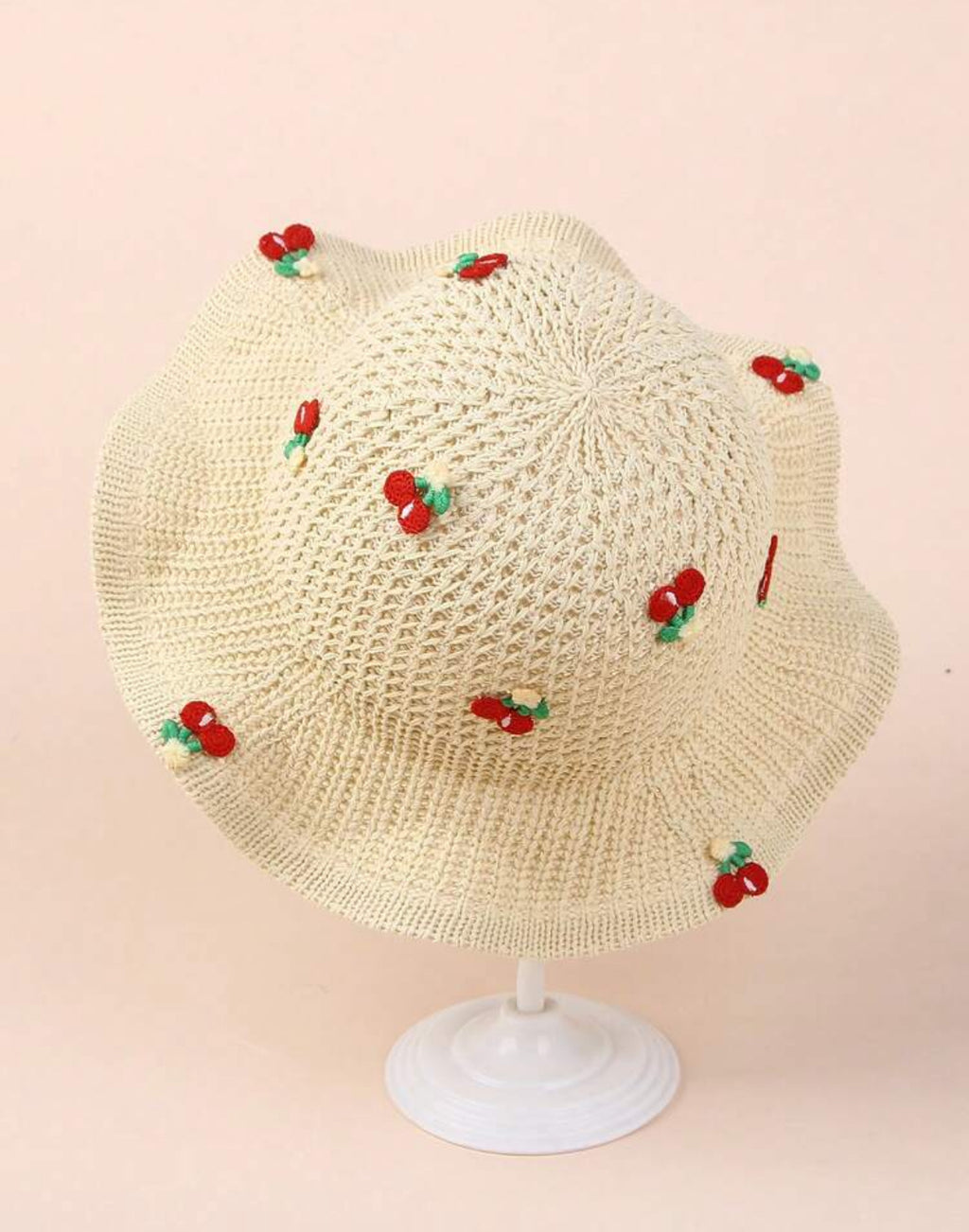 1pc Baby/Toddler Girls' Knitted Cherry Sun Hat (immediate)