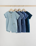 Blue Grandad Button Neck Baby
Rompers 4 Pack