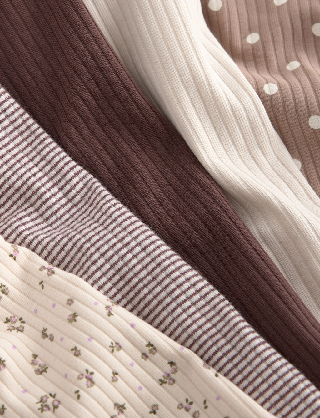 Neutral Long Sleeve Ribbed Tops 5 Pack