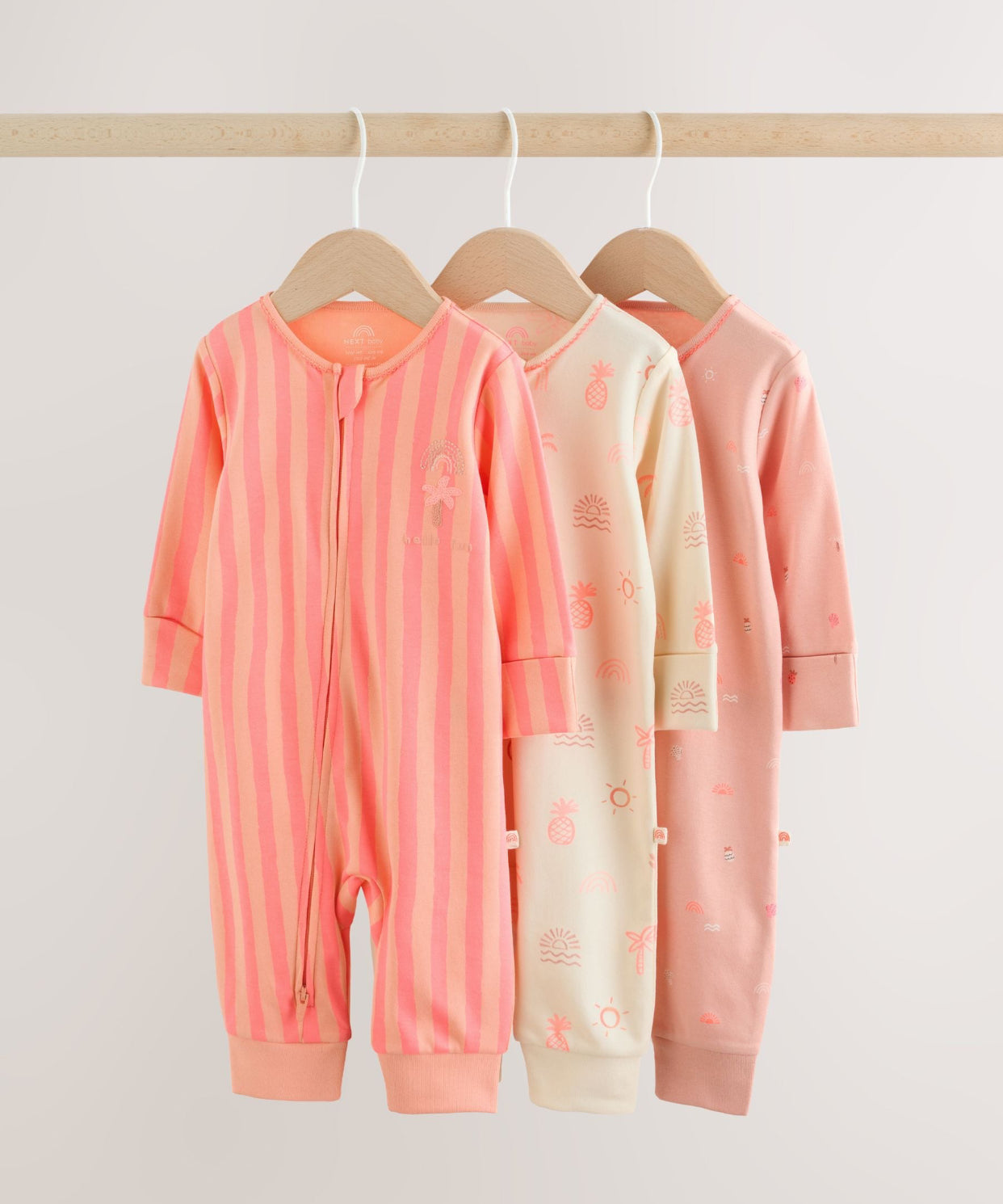 Pink/Blue Baby Sleepsuits 3 Pack
