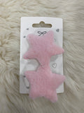 2pcs pink fluffy star clips