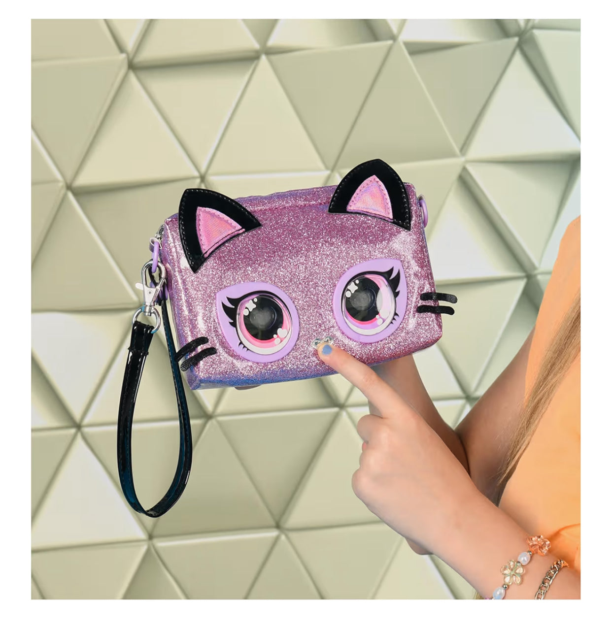 Purse Pets, Keepin’ It Clutch Purdy Purrfect Kitty Pet Toy and Wristlet Bag with Light-up Rainbow Eyes