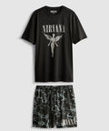 Pyjama set with graphic T-shirt and printed shorts