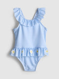 Floral Gingham Check Swimsuit