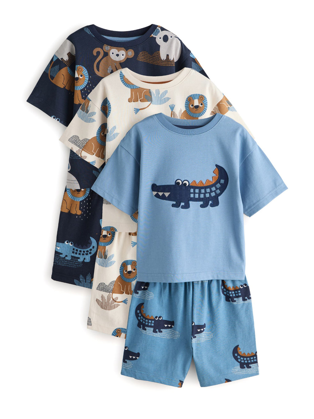 Blue/Ecru Safari Animal Short Pyjamas £22 - £28
3 Pack