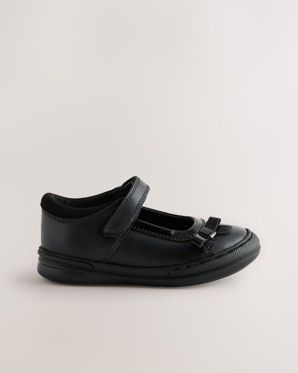 Black Leather Standard Fit (F) Bow Mary Jane School Shoes
