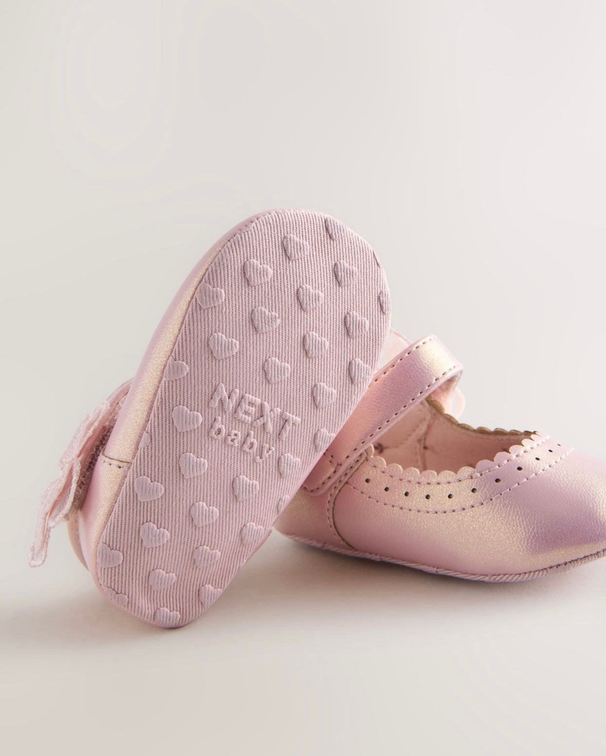Pink Shimmer Butterfly Mary Jane Baby Shoes