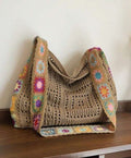Hollow-Out Floral Contrast Color Crossbody Bag