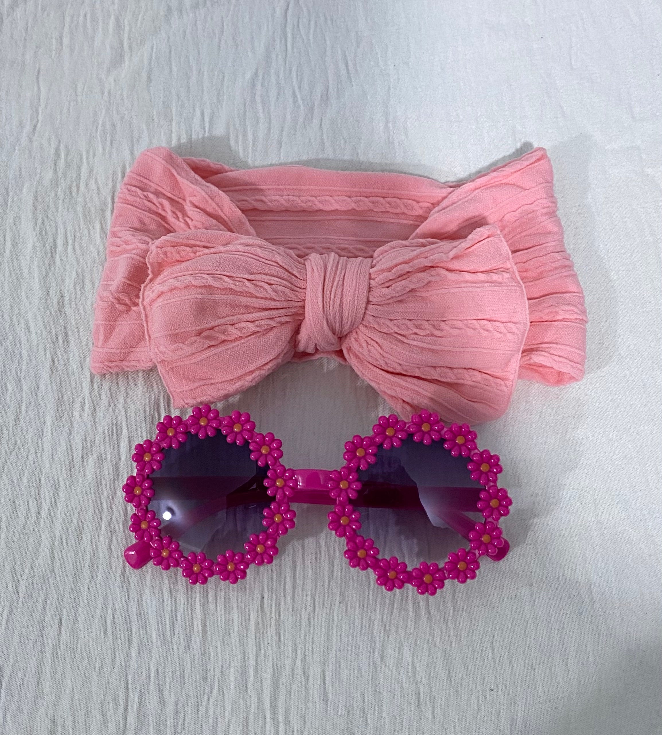 2pcs Bow Baby Headband & Daisy Sunglasses (immediate)