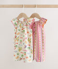 Natural/Coral Fruit Printed Textured
Jersey Baby Rompers 2 Pack