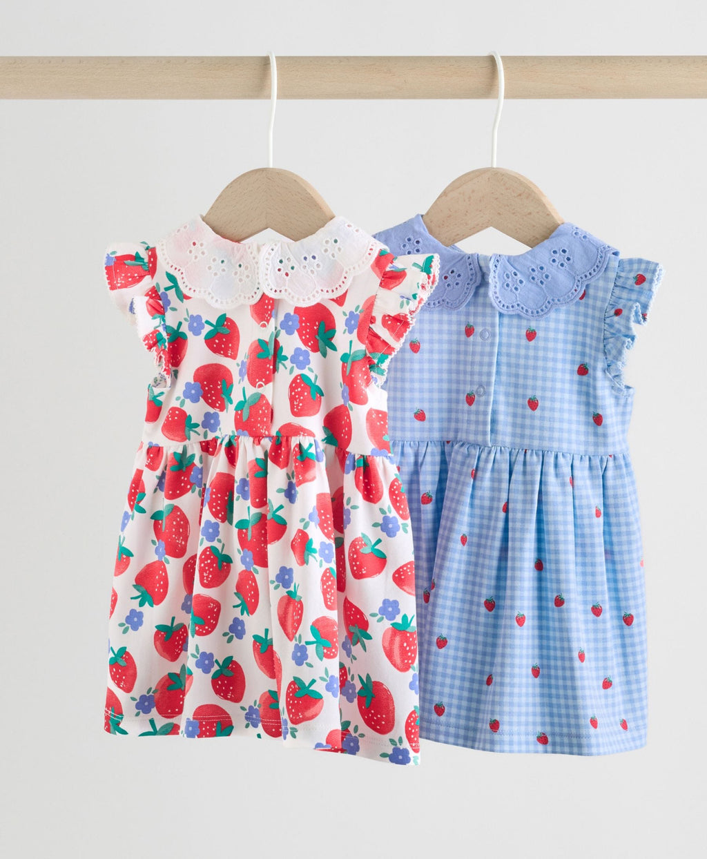 White Strawberry Baby Short Sleeve Dresses 2 Pack
