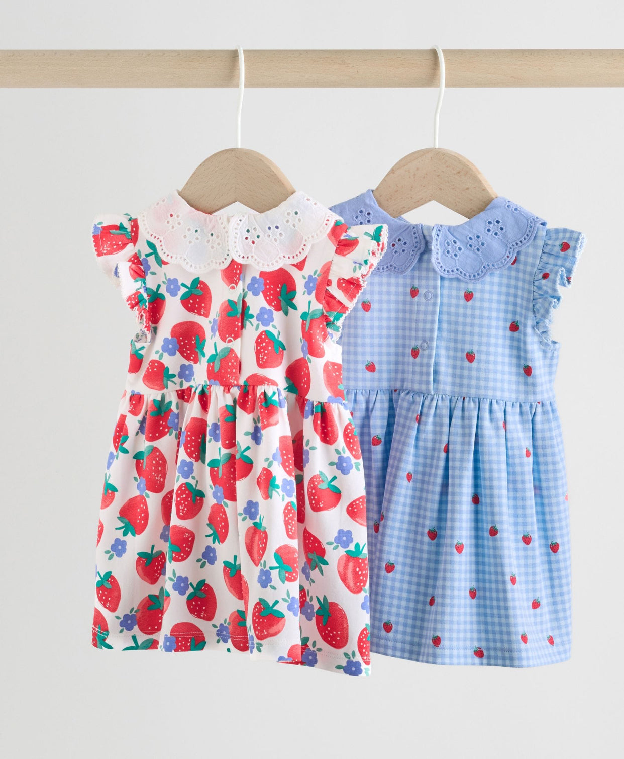 White Strawberry Baby Short Sleeve Dresses 2 Pack