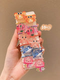 10pcs Crab, Dolphin, Jellyfish, Starfish, Fish Ocean Element Design Hair Scrunchies,