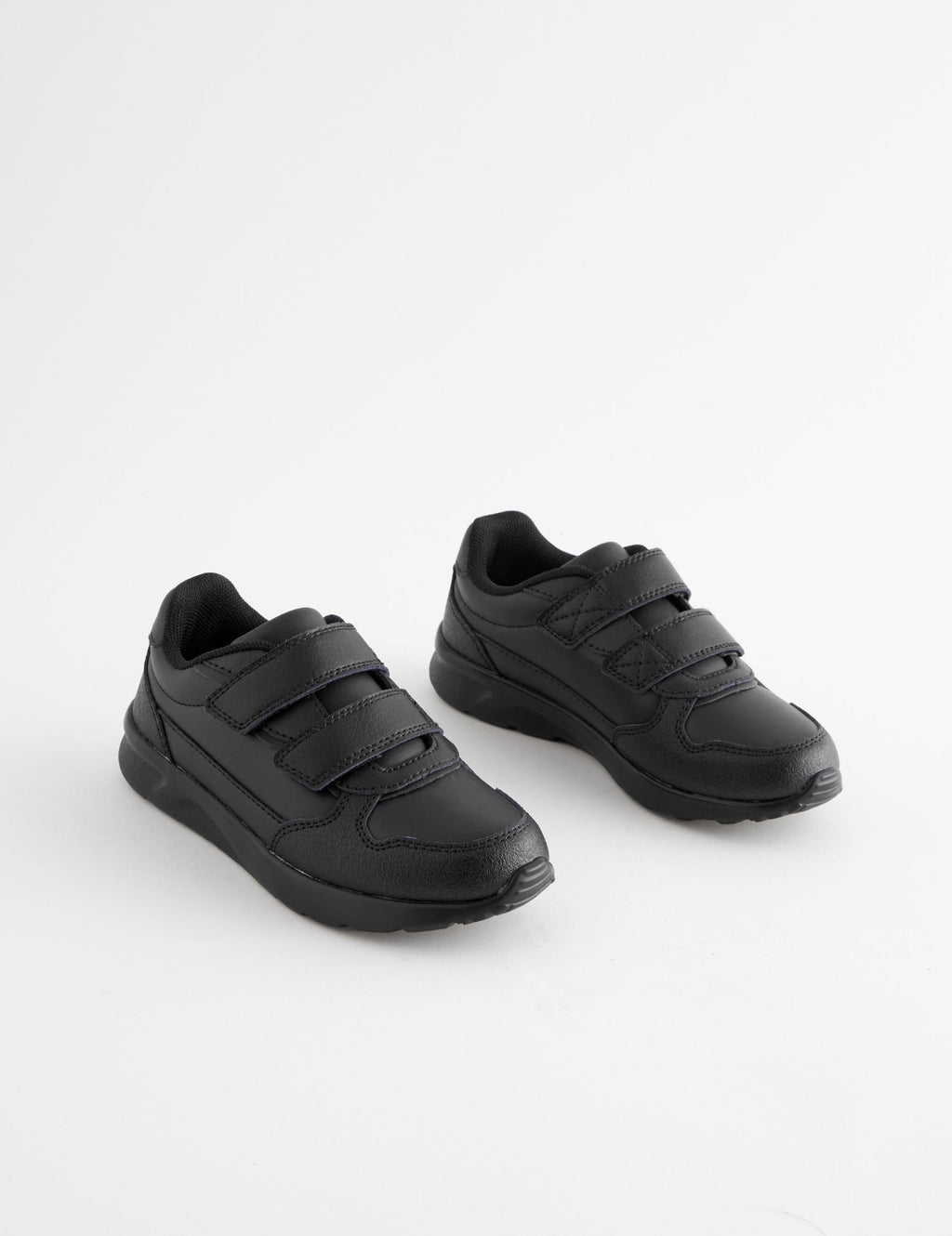 Black Standard Fit (F) Touch Fastening Leather School Shoes