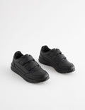 Black Standard Fit (F) Touch Fastening Leather School Shoes