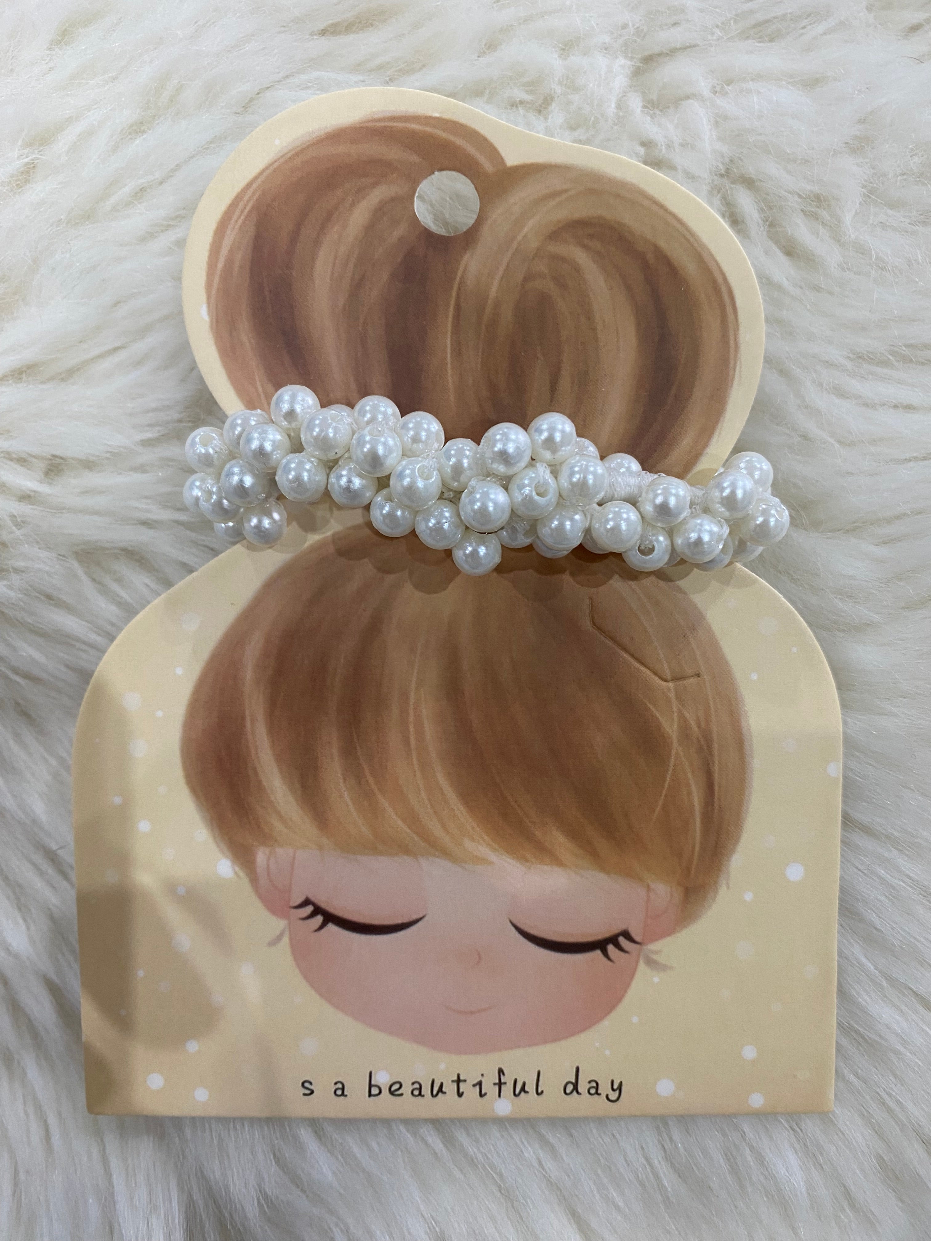 Faux pearl hair tie