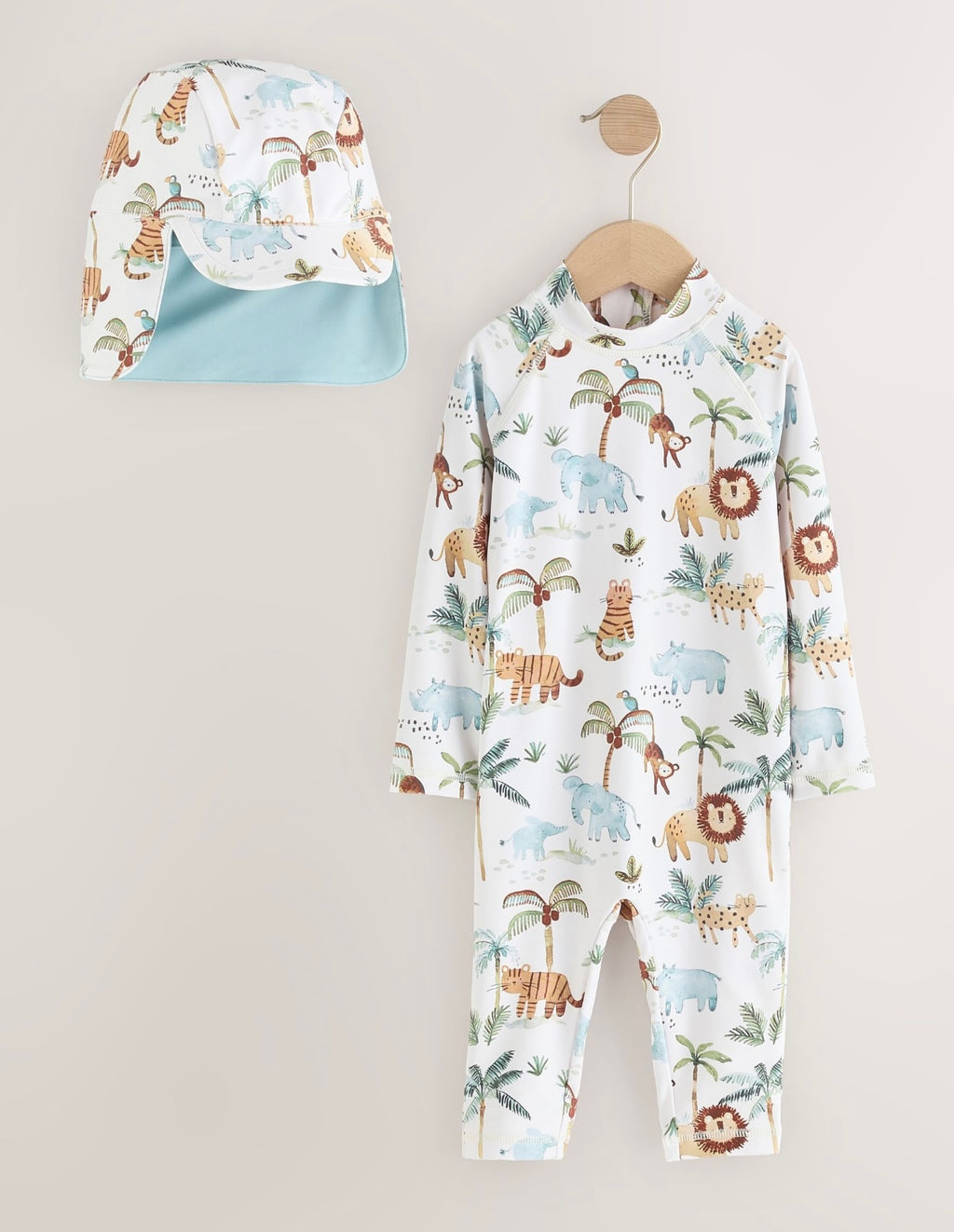 White Sunsafe Swimsuit and Hat Set