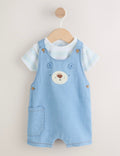 Blue Bear Woven Dungarees and Bodysuit Baby Set