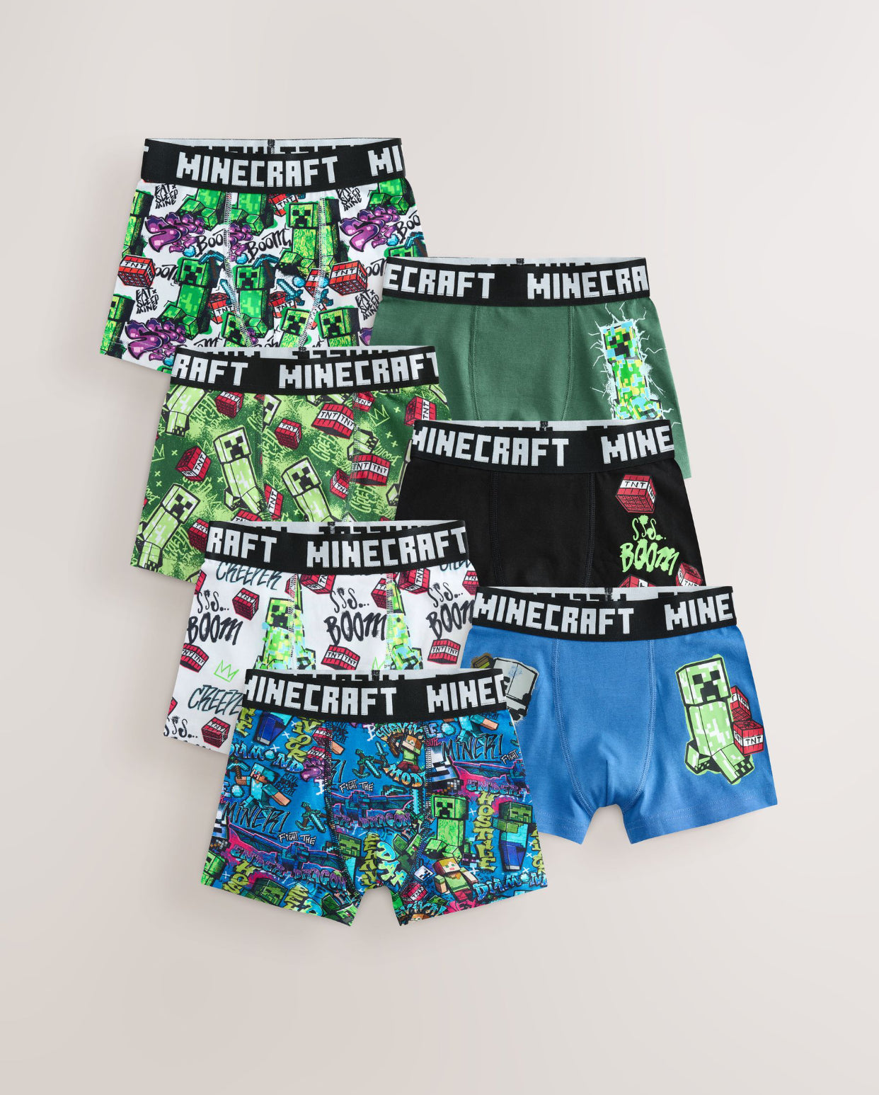 Green/Black Minecraft Trunks 7 Pack