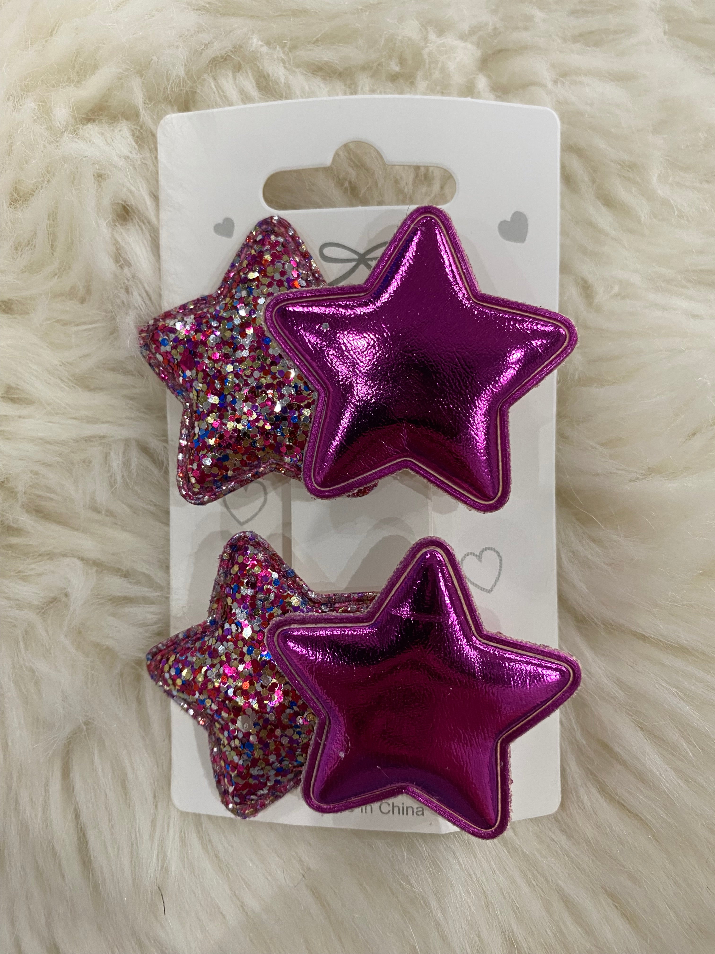2pcs glitter star hair clips