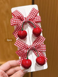 2pcs Cherry Bow Hair Clips