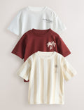 White Slogan Short Sleeve Graphic T- Shirts 3 Pack