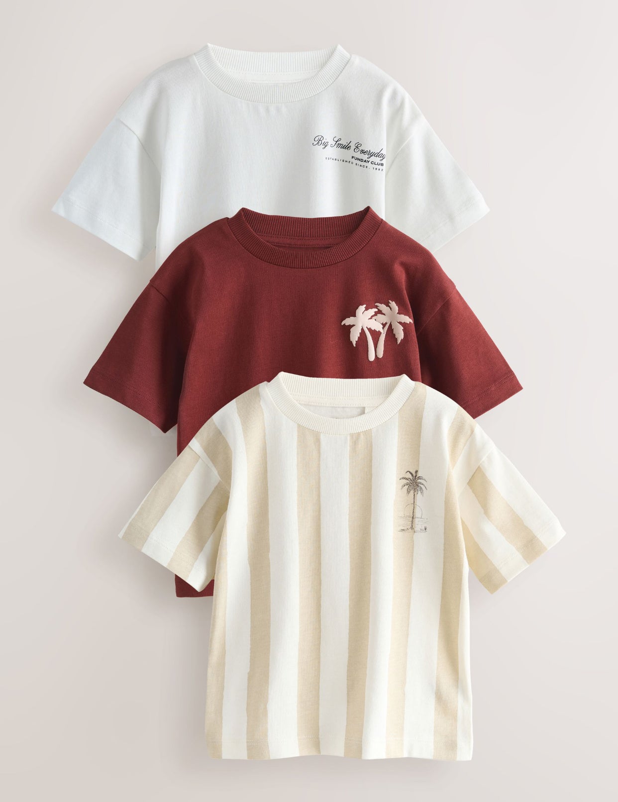White Slogan Short Sleeve Graphic T- Shirts 3 Pack