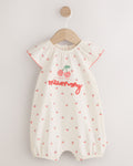 White Cherry Embroidered I love my Mummy Jersey Baby Romper