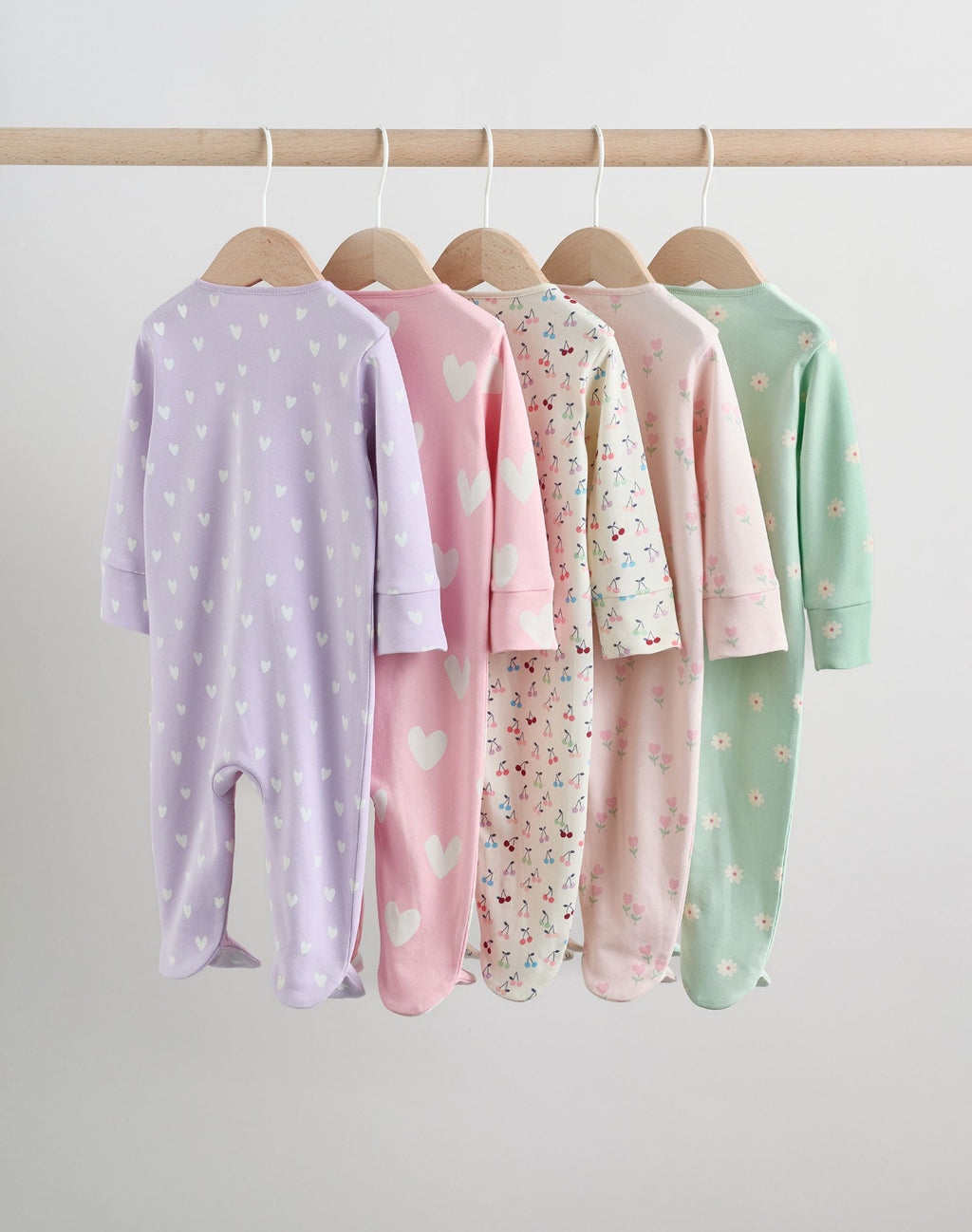 Pastel Two Way Zip Baby Sleepsuits 5 Pack