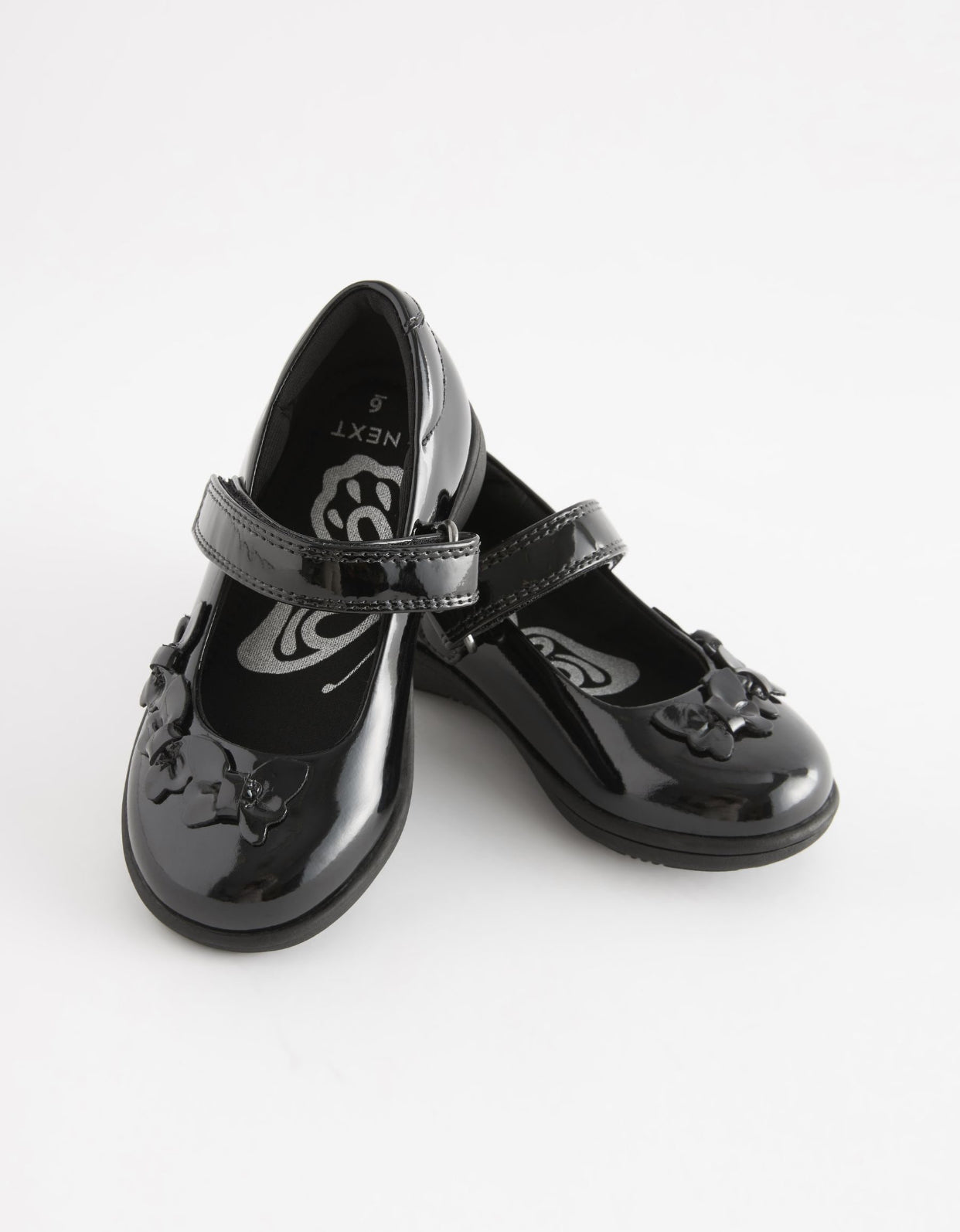 Black Patent Standard Fit (F) School Junior Butterfly Mary Jane Shoes