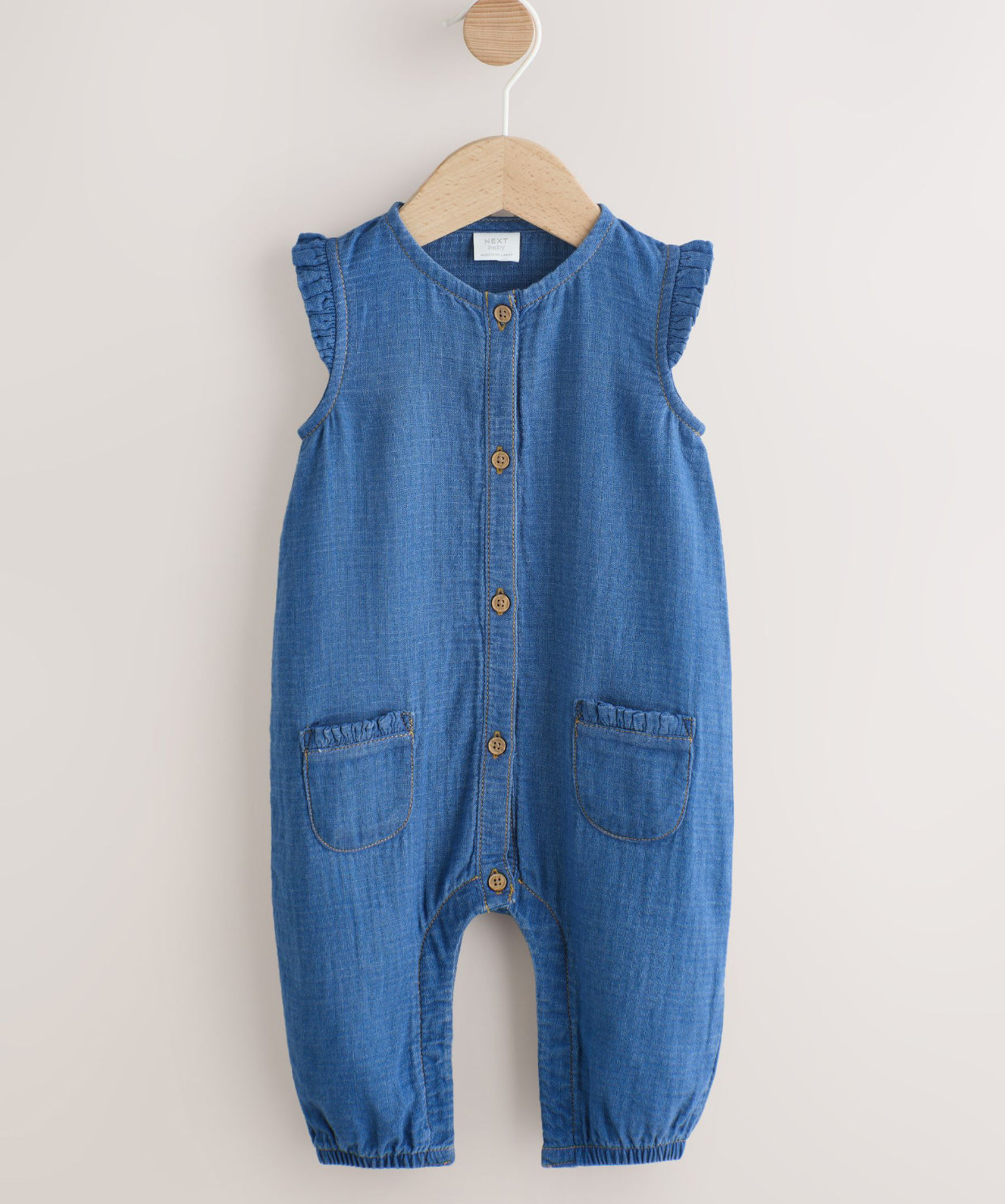 Denim Blue Baby Long Leg Romper