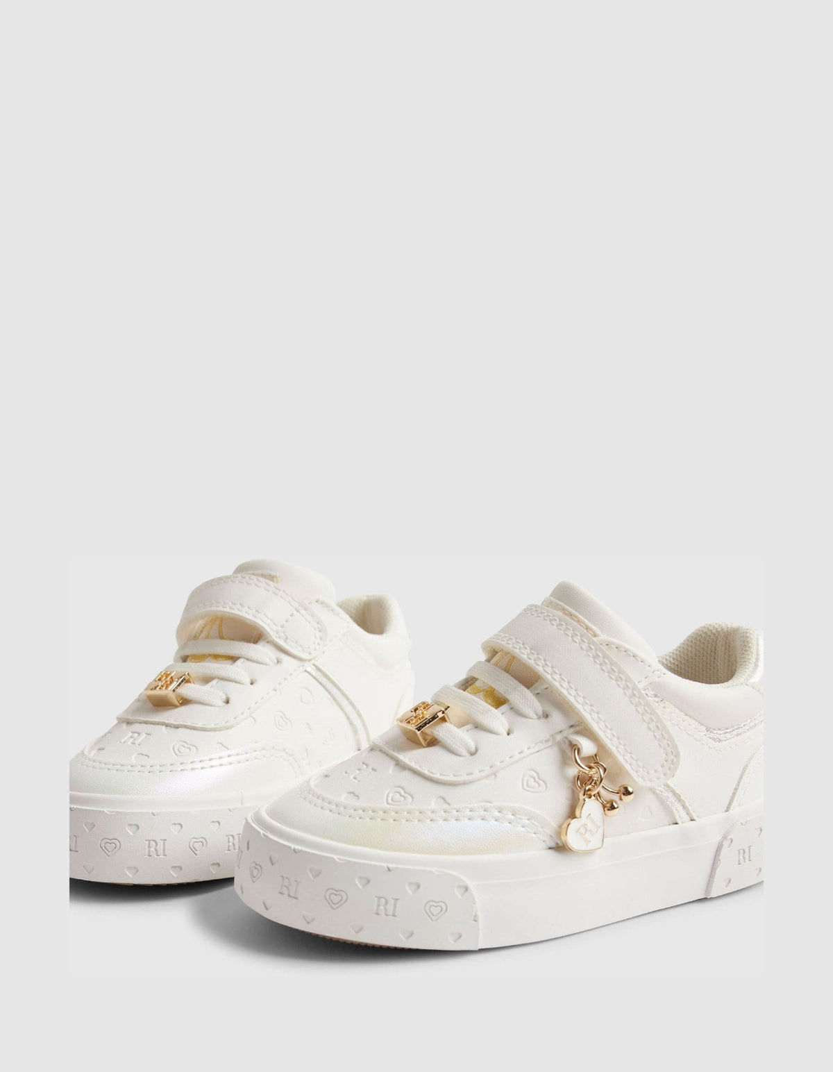 River Island White Iridescent Monogram Charm Trainers